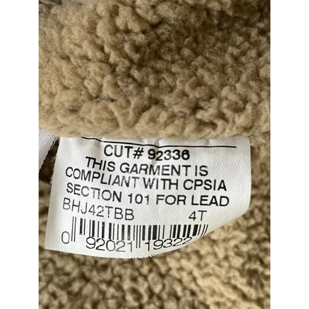Berne Toddler 4T Workwear Jacket Brown Sherpa Lined Hooded Canvas BHJ42TBB